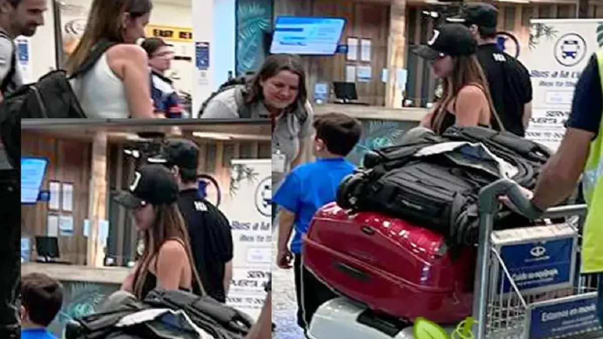 Antonela Roccuzzo llegó junto a su familia a las Cataratas del Iguazú.