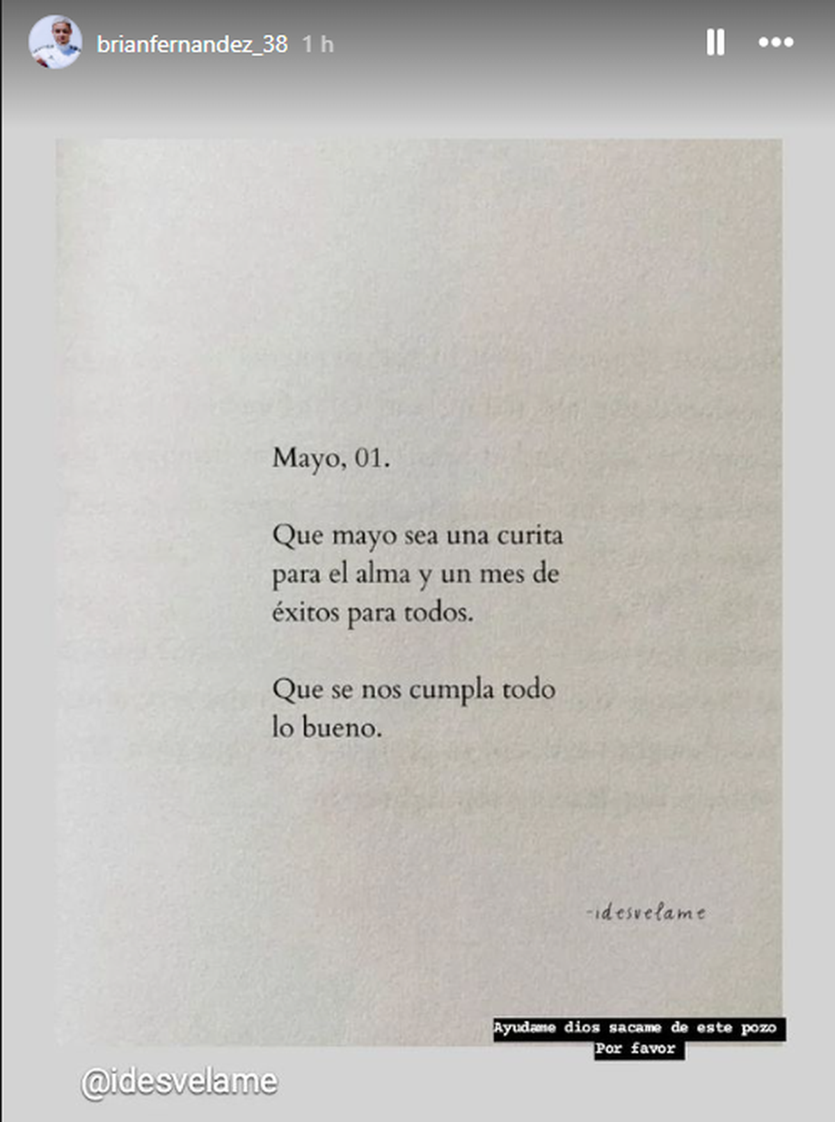 La historia de Instagram de Brian Fernández. La historia de Instagram de Brian Fernández.