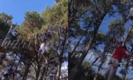La menor se salvó de milagro gracias a la ayuda de su papá que logró sujetarla con sus piernas. La menor se salvó de milagro gracias a la ayuda de su papá que logró sujetarla con sus piernas.