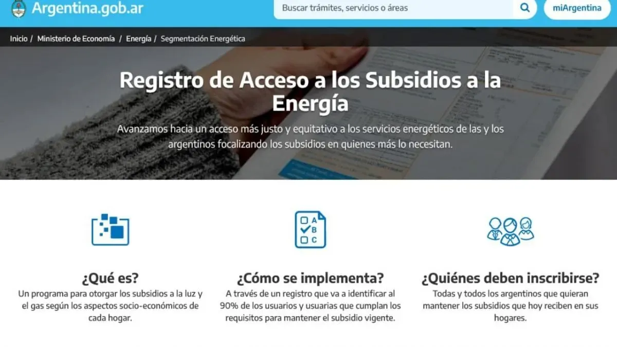 Todos los usuarios de energía eléctrica y gas deben inscribirse para mantener el subsidio.