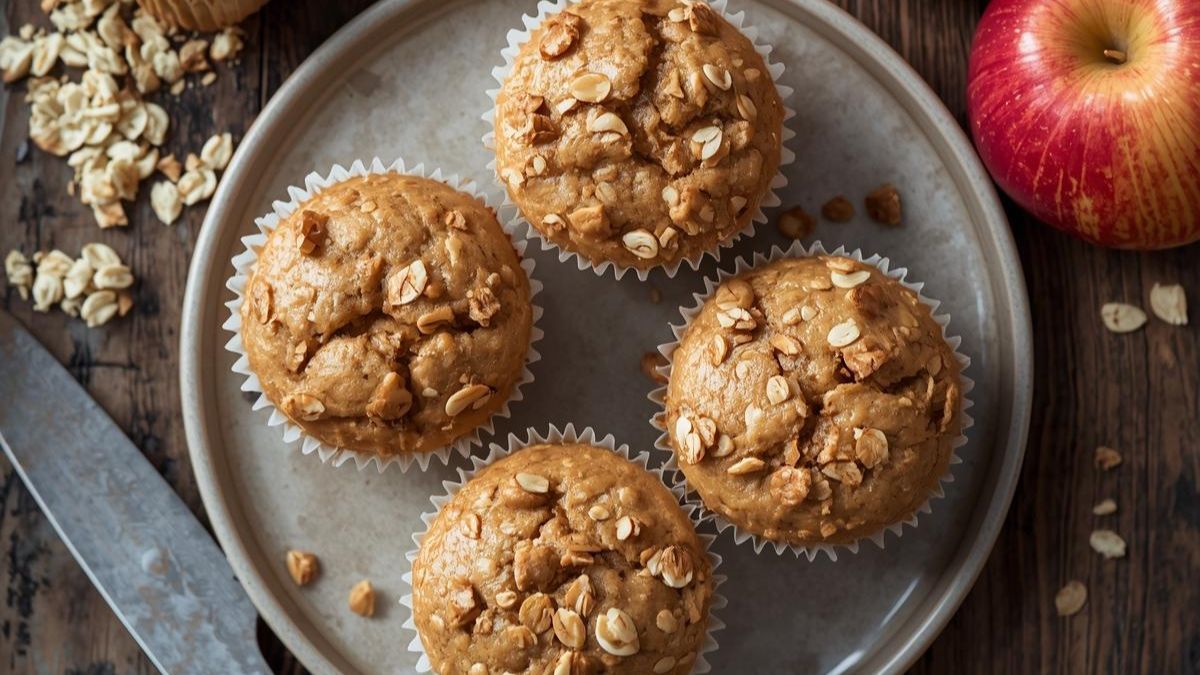 Cómo hacer muffins de avena y manzana fáciles y nutritivos.