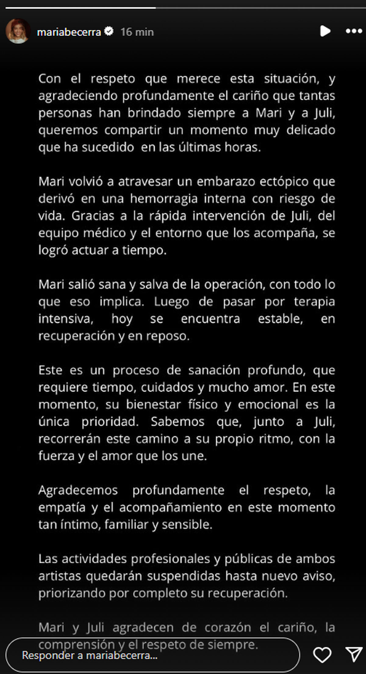 Emitieron un comunicado oficial por la internación de María Becerra. Emitieron un comunicado oficial por la internación de María Becerra.