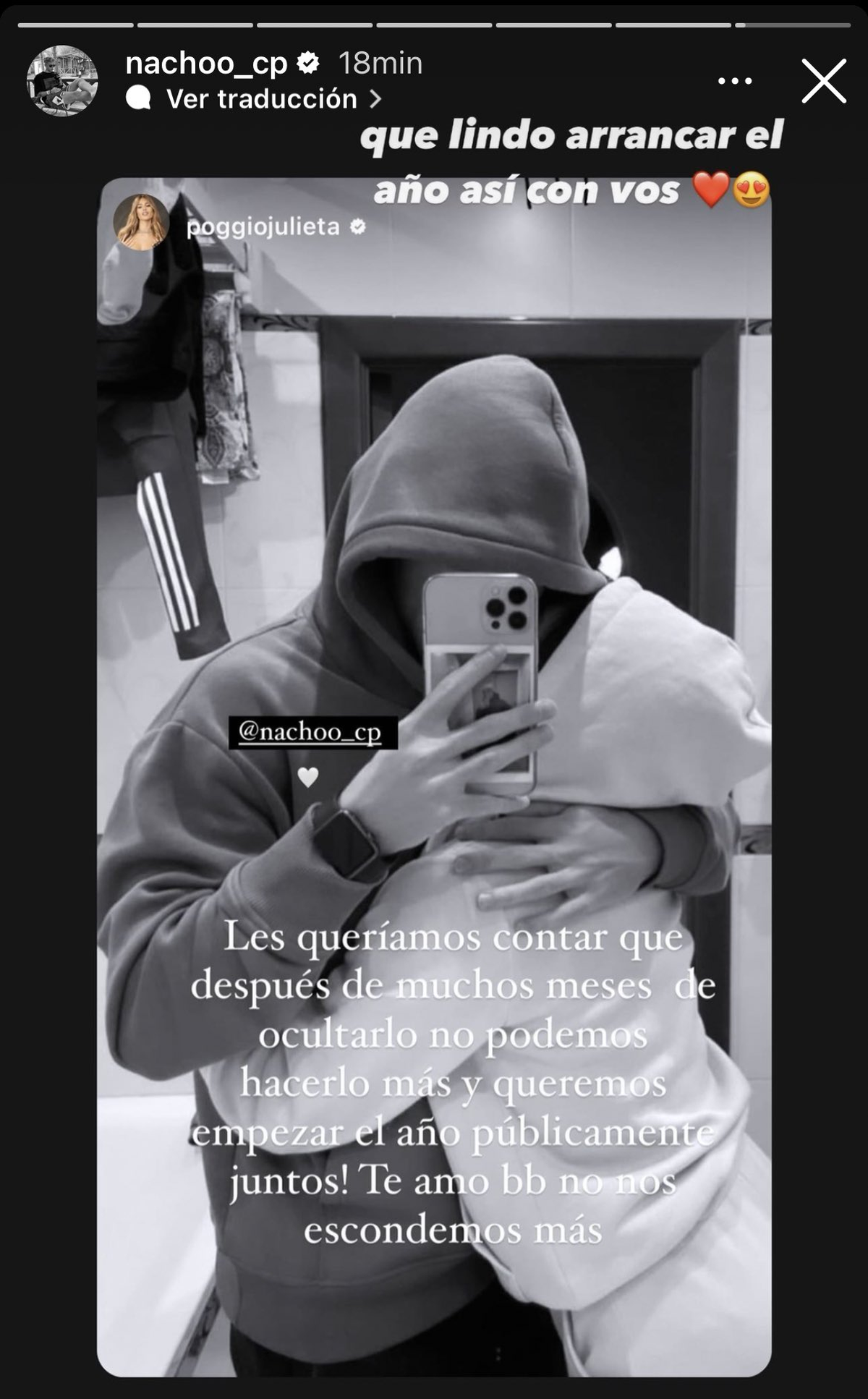 Nacho Castañares replicó la historia que publicó Julieta Poggio. Nacho Castañares replicó la historia que publicó Julieta Poggio.