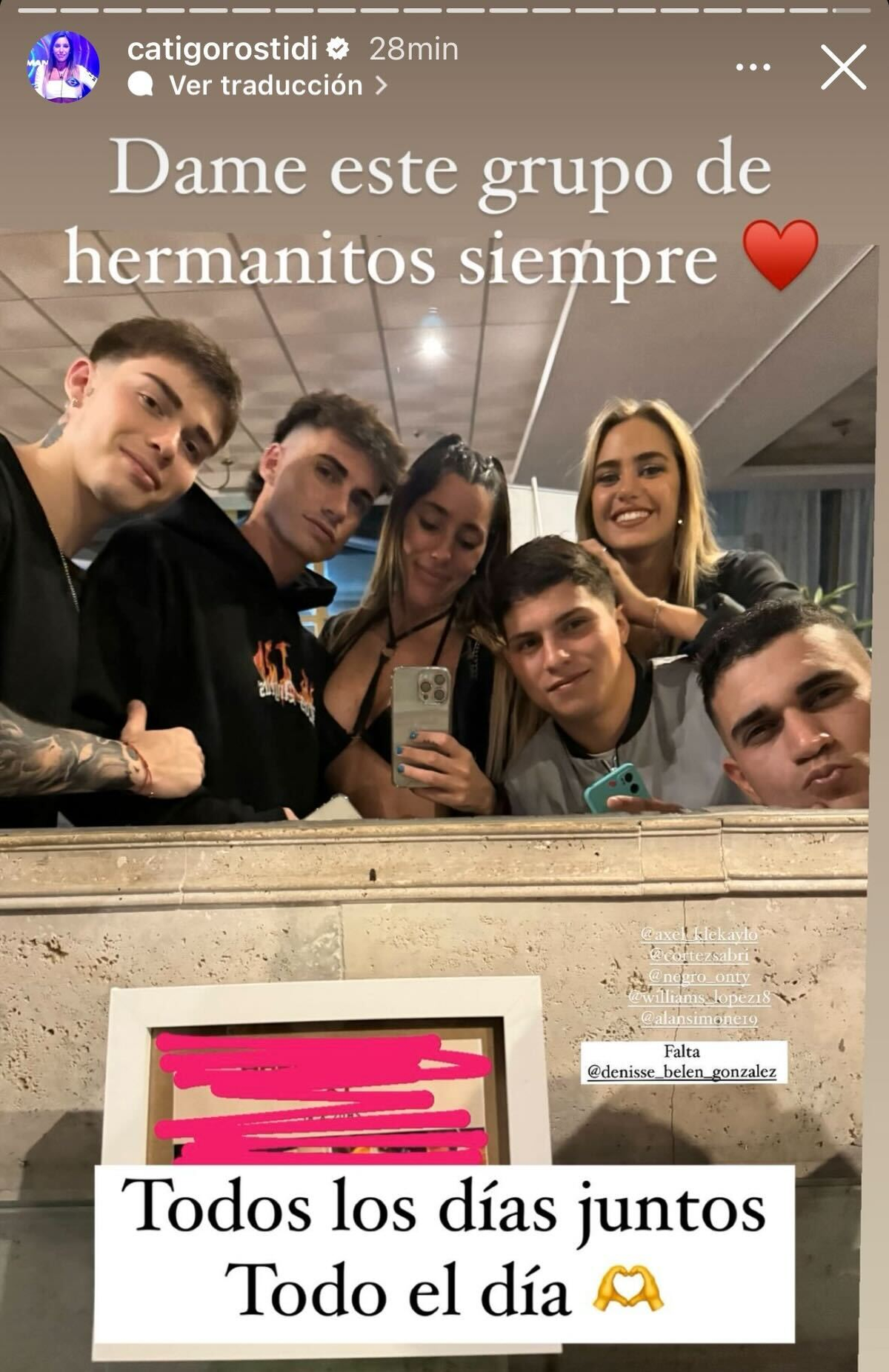 Catalina Gorostidi junto a varios participantes de Gran Hermano eliminados: Axel, Sabrina, Williams, Hernán, Alan y una mención especial para Denisse. Catalina Gorostidi junto a varios participantes de Gran Hermano eliminados: Axel, Sabrina, Williams, Hernán, Alan y una mención especial para Denisse. 