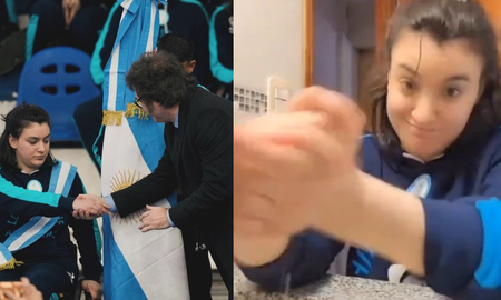 Es abanderada paralímpica, la saludó Javier Milei y subió un video lavándose las manos Es abanderada paralímpica, la saludó Javier Milei y subió un video lavándose las manos