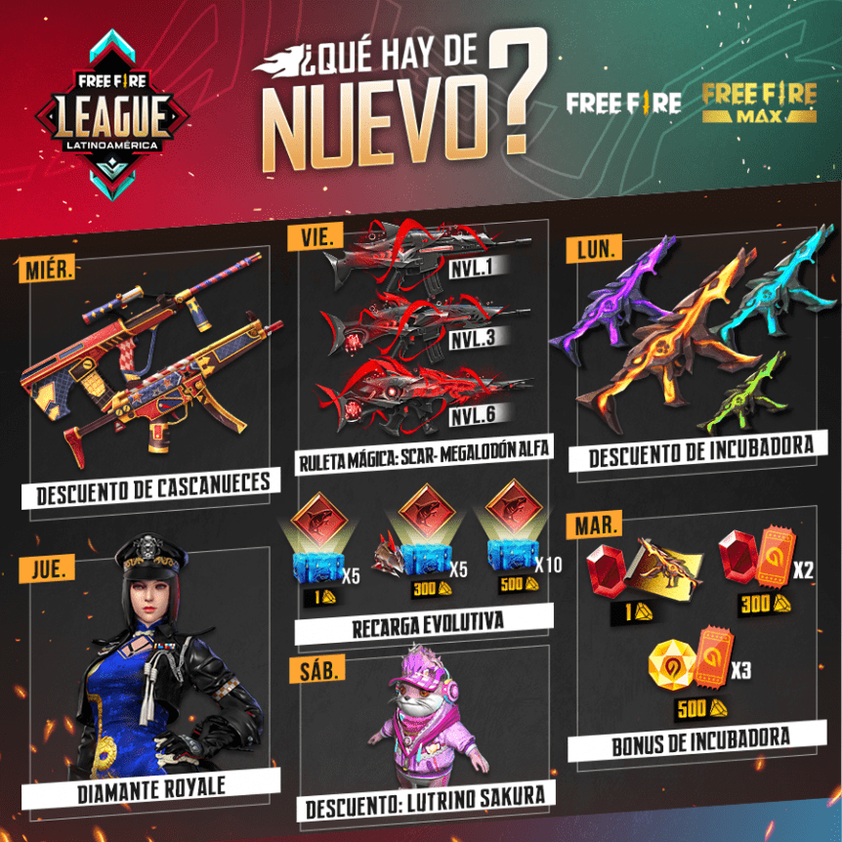 Agenda semanal de Free Fire, del 13 al 19 de octubre.