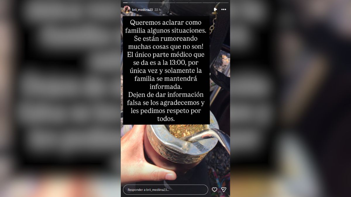 Tras la difusión de falsos rumores, la familia de Thiago Medina aclaró que solo se dará un parte médico oficial a la hora indicada. Tras la difusión de falsos rumores, la familia de Thiago Medina aclaró que solo se dará un parte médico oficial a la hora indicada.