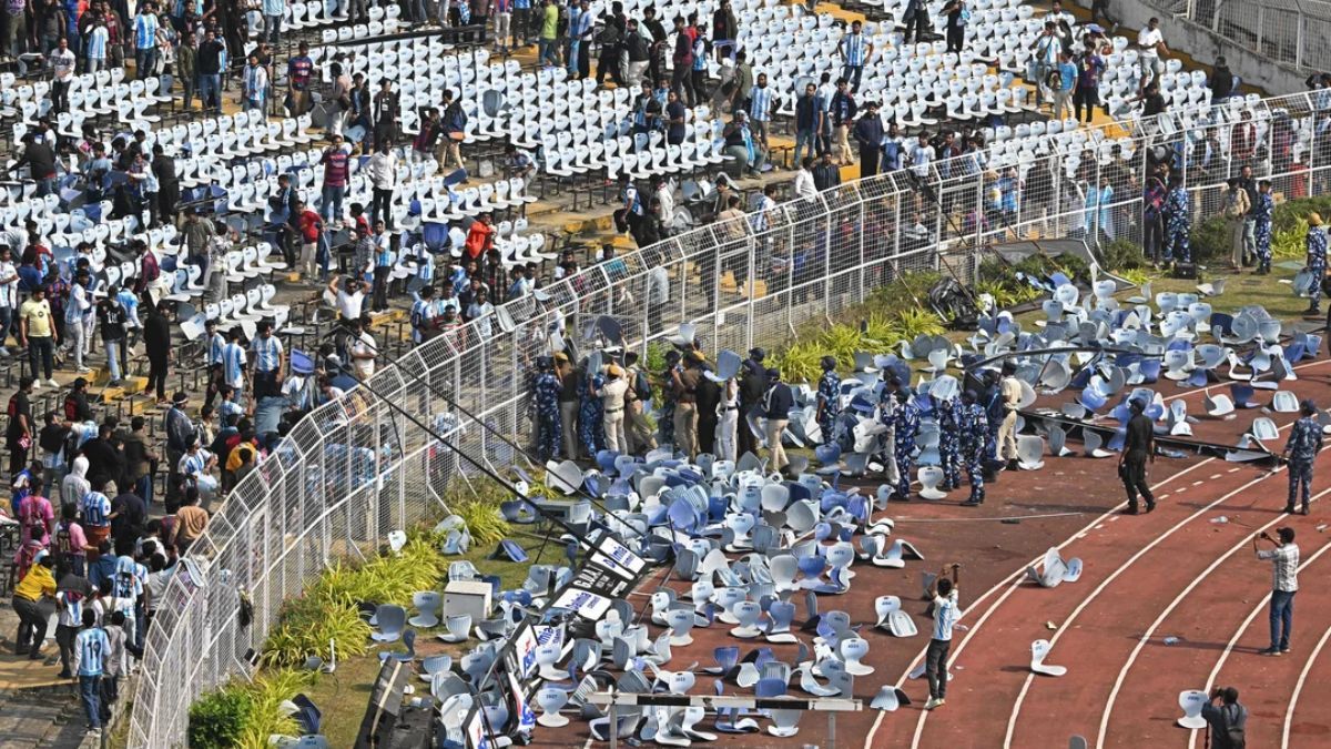 Así quedó el estadio tras la visita de Lionel Messi a la India: el enojo de los hinchas