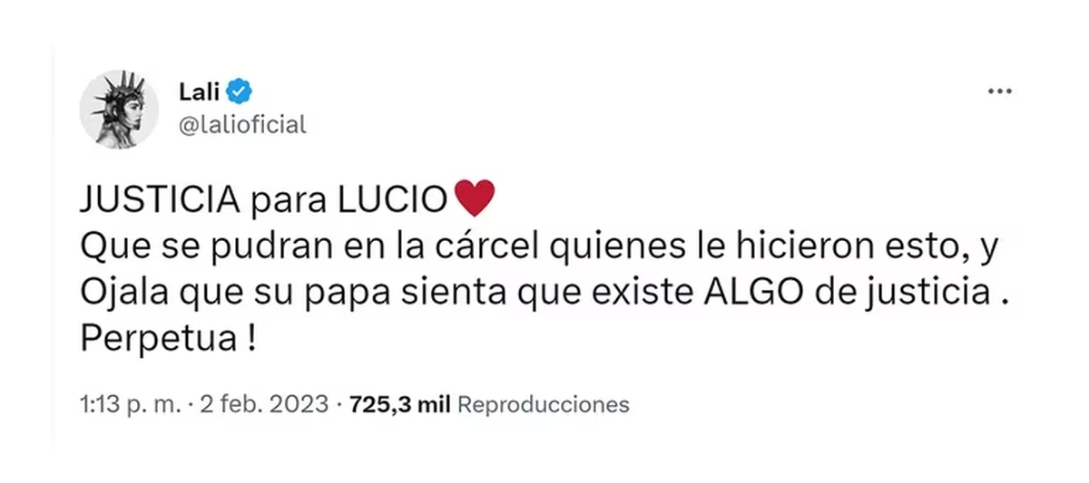 Lali Espósito se pronunció fuertemente sobre el crimen de Lucio Dupuy.