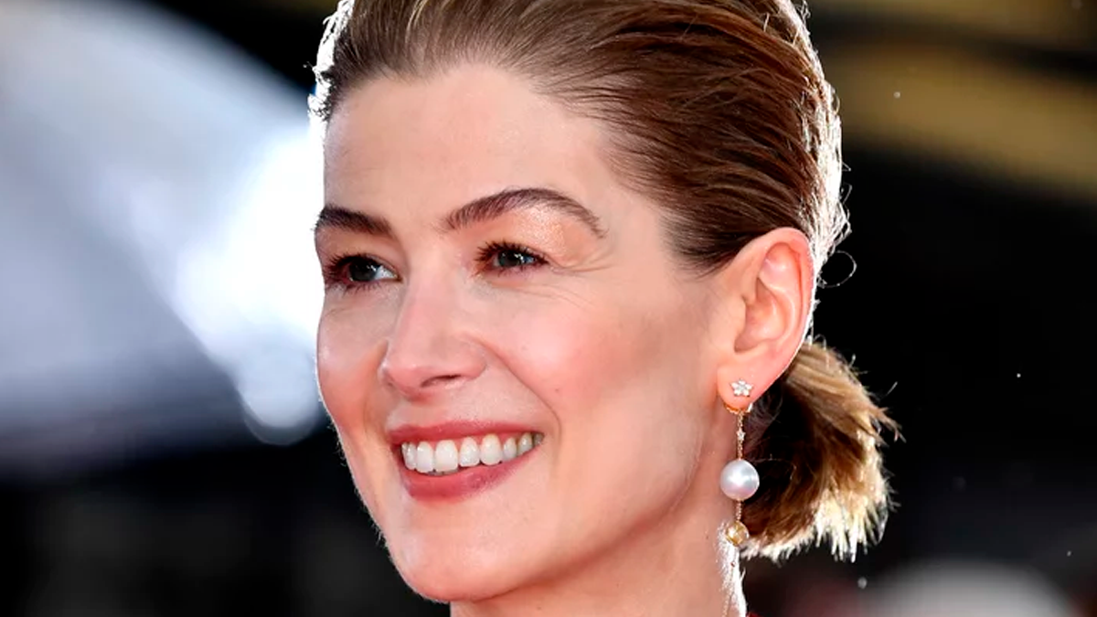 La firma de alta costura Dior fue la responsable de crear esta&nbsp;romántica&nbsp;pieza que se robó las miradas de la velada.&nbsp;La parte superior y delantera del hermoso vestido cubrió el pecho de Rosamund con un enorme corazón decorado con volantes en los extremos y en las mangas.&nbsp;