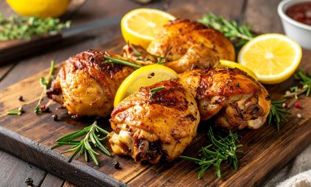 La receta para preparar muslos de pollo marinados al horno. La receta para preparar muslos de pollo marinados al horno.