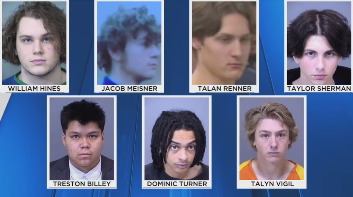 Los siete jóvenes sospechosos del crimen de Preston Lord. Los siete jóvenes sospechosos del crimen de Preston Lord.