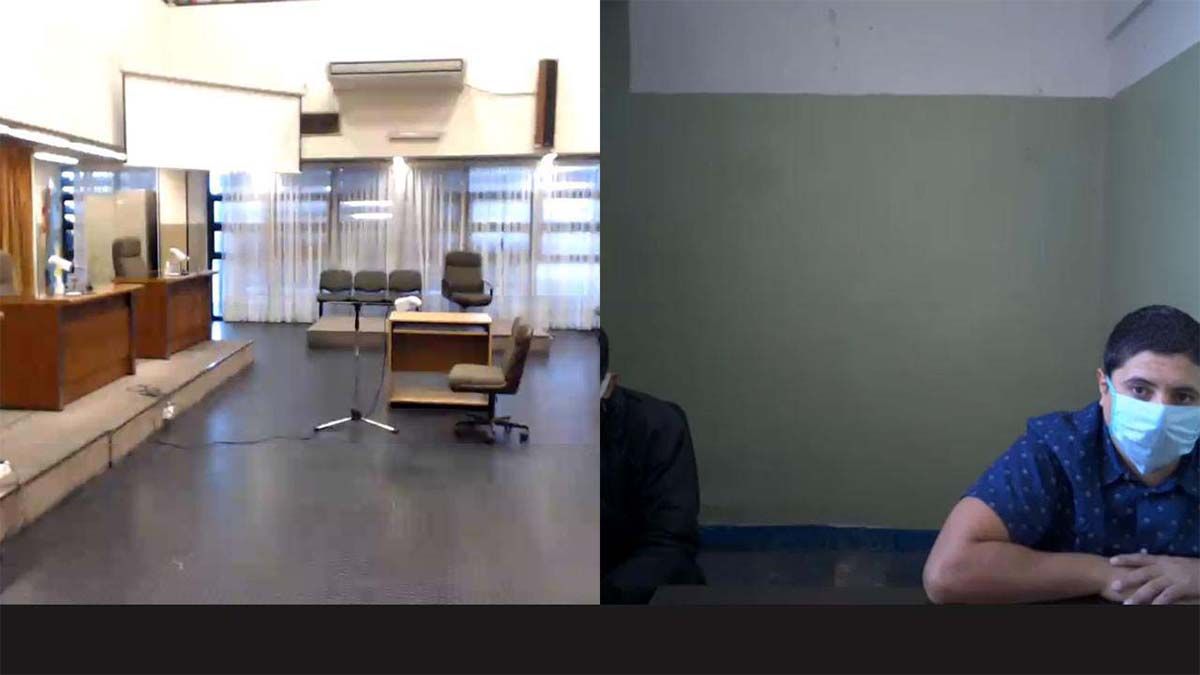 El Tribunal Oral Criminal (TOC) 7 de Lomas de Zamora en videoconferencia desde el penal donde est&aacute; Marcos Esteban Baz&aacute;n