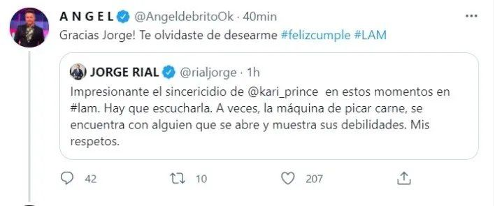 Ángel de Brito destrozó a Jorge Rial en Twitter. 