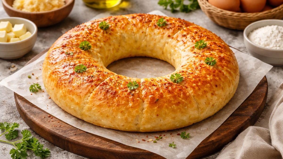 La rosca de chipá combina una textura crocante por fuera con un interior suave y esponjoso. La rosca de chipá combina una textura crocante por fuera con un interior suave y esponjoso.