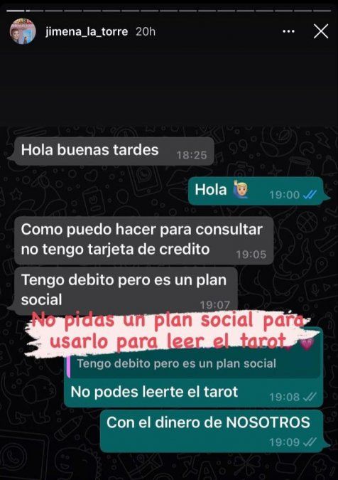 A Jimena Latorre quisieron pagarle con un plan social.