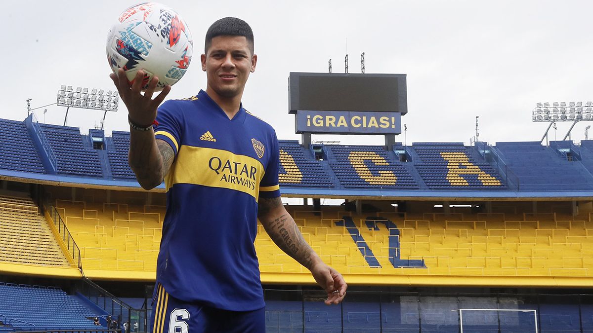 Marcos Rojo fue presentado este martes como nuevo jugador de Boca.