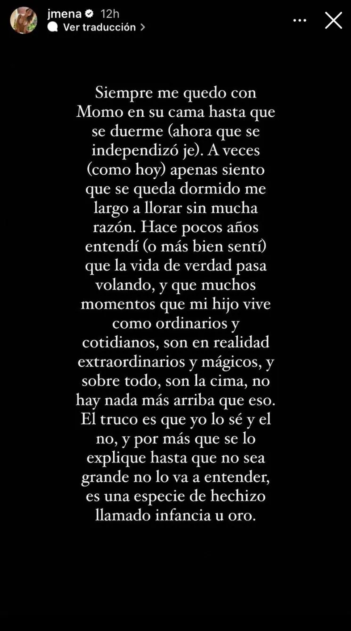 La reflexión de Jimena Barón sobre la maternidad.