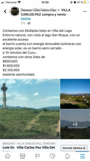 Venden terrenos afectados por el incendio en Córdoba 