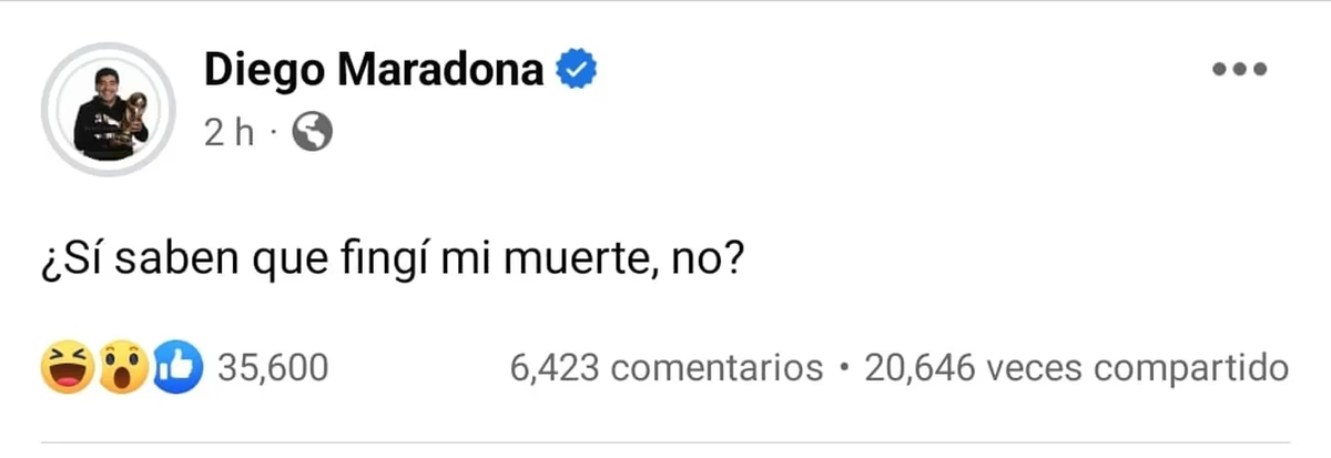 La cuenta de Facebook de Diego Maradona sufrió un ciberataque y los seguidores se preocuparon.
