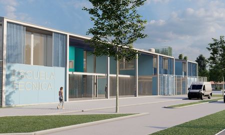 Así será la fachada del nuevo edificio de la escuela Dr. Esteban Echeverría de la ciudad de Santa Fe. Así será la fachada del nuevo edificio de la escuela Dr. Esteban Echeverría de la ciudad de Santa Fe.