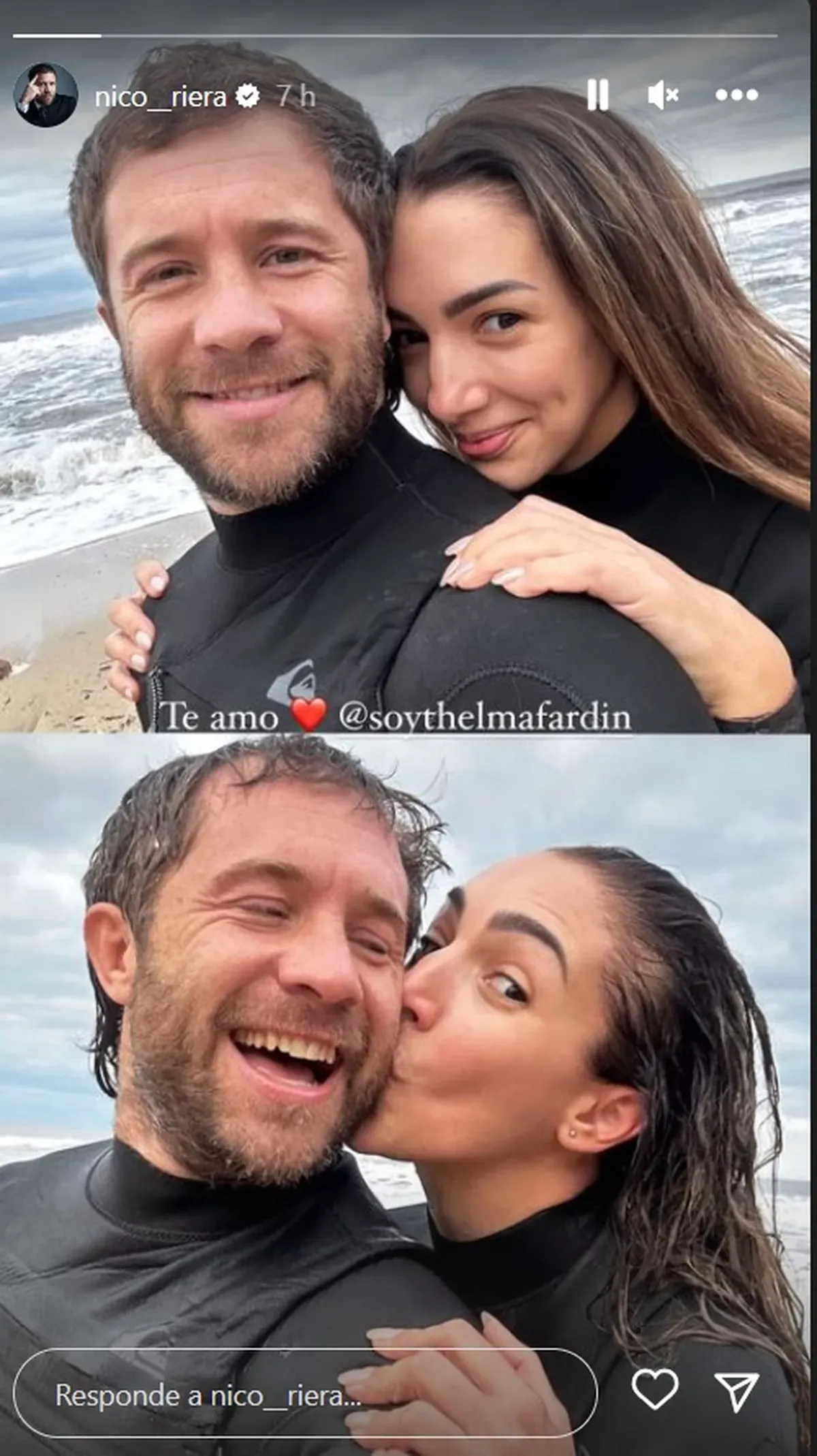 Nico Riera subió una foto junto a Thelma Fardin, la cual confirma su romance. Nico Riera subió una foto junto a Thelma Fardin, la cual confirma su romance.