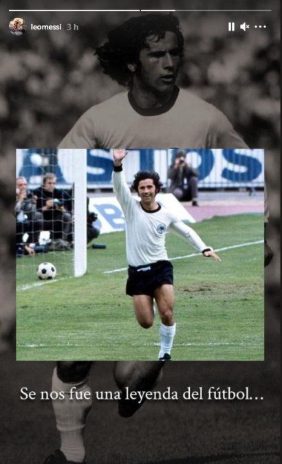 La historia de Instagram que Lionel Messi dedicó a Gerd Müller, luego de que se conociera que el goleador falleció este domingo a los 75 años.