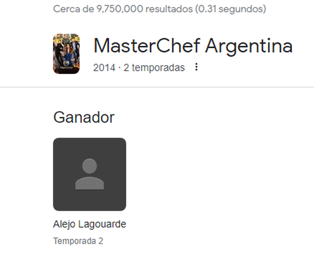 Alejo Lagouarde ganó la edición de MasterChef Argentina 2014. Alejo Lagouarde ganó la edición de MasterChef Argentina 2014.