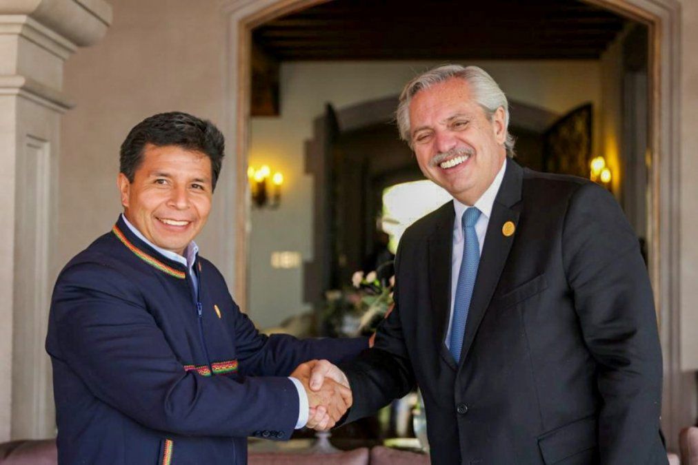La primera reunión bilateral de Alberto Fernández en Viña del Mar fue con su par de Perú, Pedro Castillo.