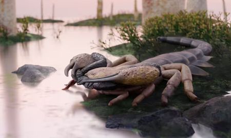 El desarrollo del gigantismo en este arácnido coincidió con el Devónico Inferior, una etapa del planeta donde los ecosistemas fluviales albergaban muy pocos depredadores de gran tamaño. El desarrollo del gigantismo en este arácnido coincidió con el Devónico Inferior, una etapa del planeta donde los ecosistemas fluviales albergaban muy pocos depredadores de gran tamaño.