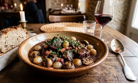 El Bœuf bourguignon tiene mucho sabor. El Bœuf bourguignon tiene mucho sabor.