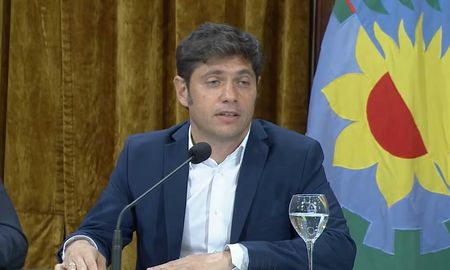 El gobernador de Buenos Aires, Axel Kicillof, durante la conferencia de prensa. El gobernador de Buenos Aires, Axel Kicillof, durante la conferencia de prensa.