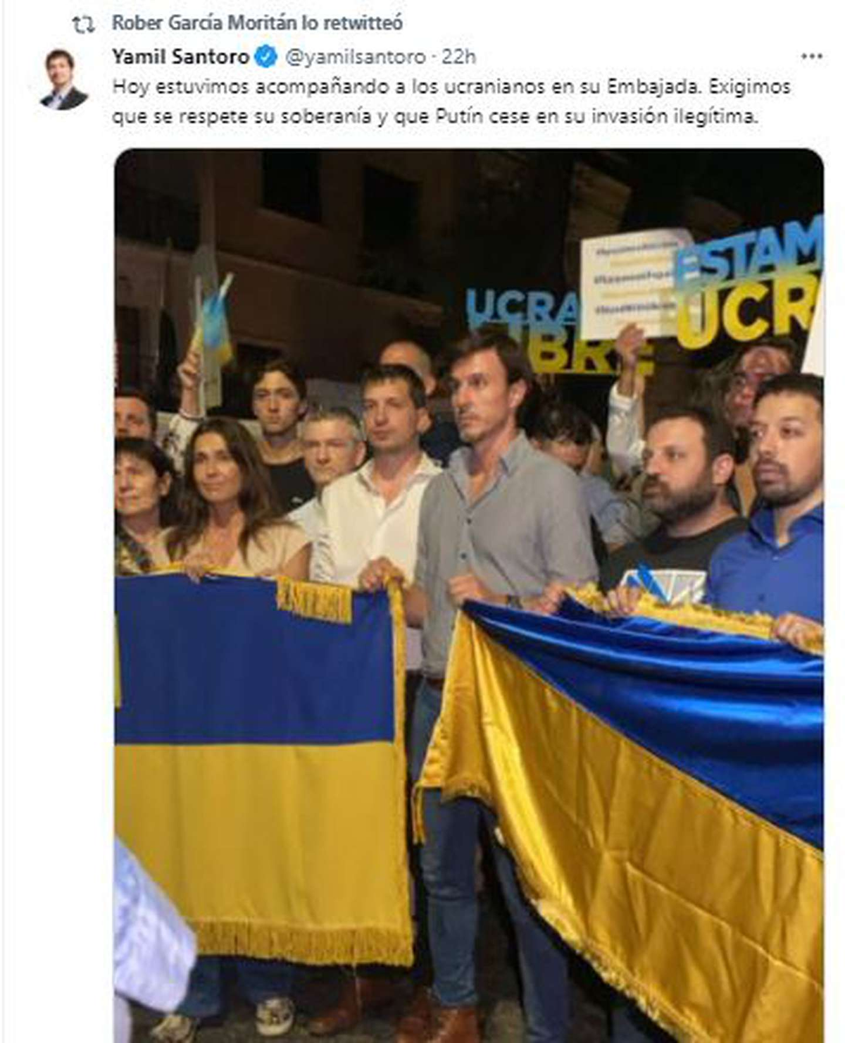 Roberto Garc&iacute;a Morit&aacute;n apoy&oacute; a Ucrania.