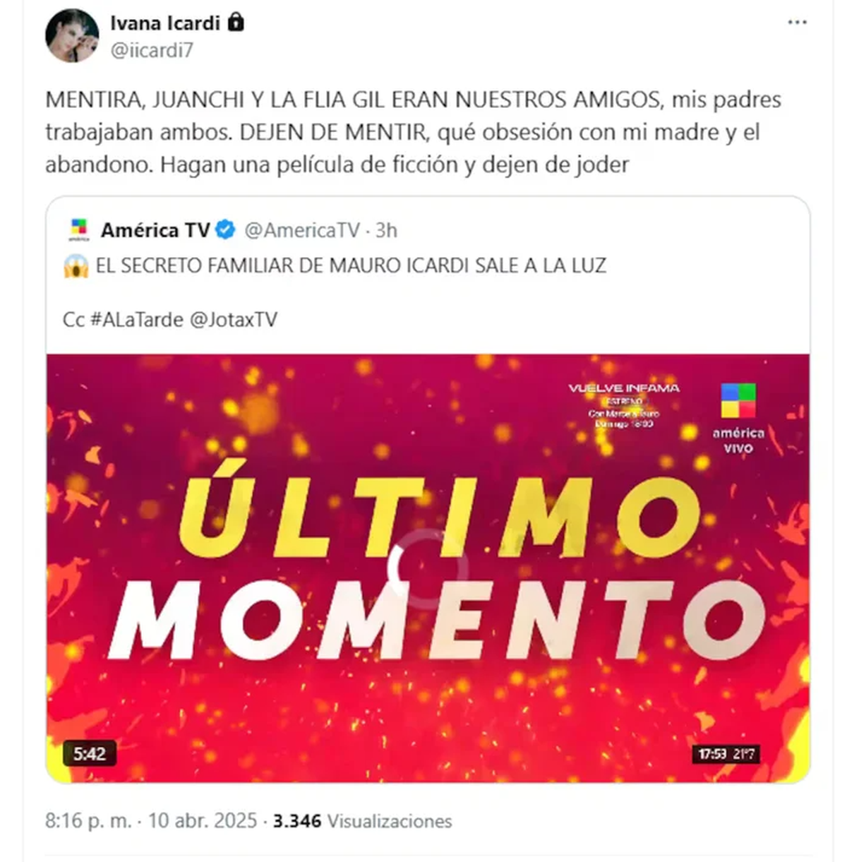 Ivana Icardi salió a desmentir los rumores sobre la crianza de su hermano. Ivana Icardi salió a desmentir los rumores sobre la crianza de su hermano.