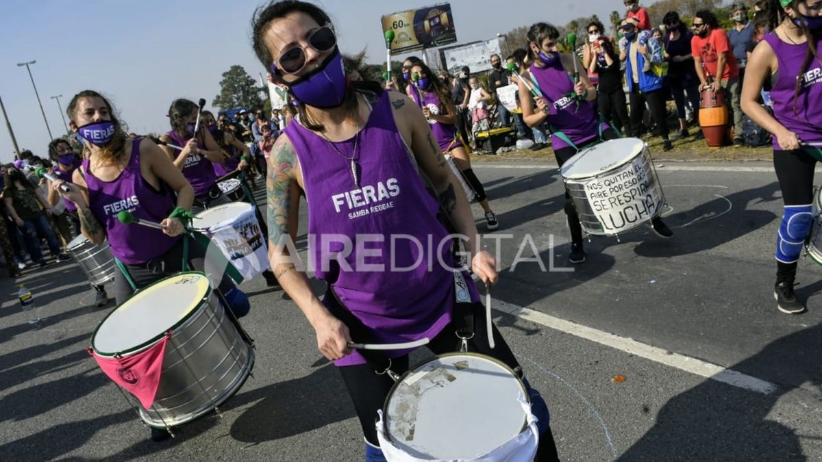 Más de 1.500 personas marcharon con pancartas y carteles en el puente Rosario-Victoria para pedir por la Ley de Humedales.&nbsp;