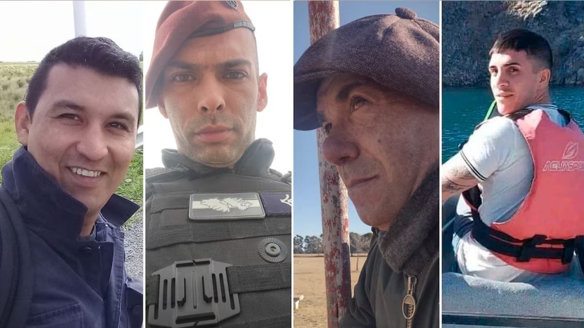 Los cuatro policías que murieron en el accidente vial en Carmen de Areco. Los cuatro policías que murieron en el accidente vial en Carmen de Areco.