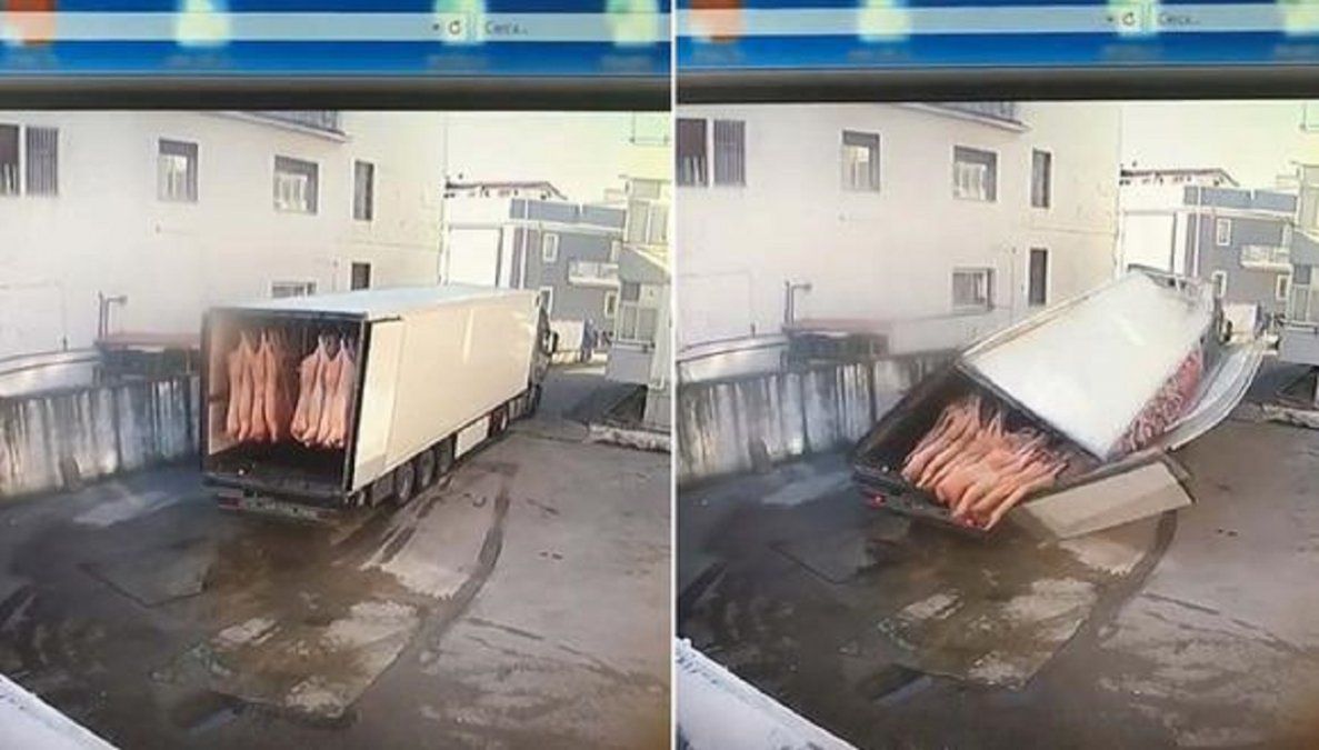 Impactante video registró el momento en el que un camión de carga se desarmó por completo.