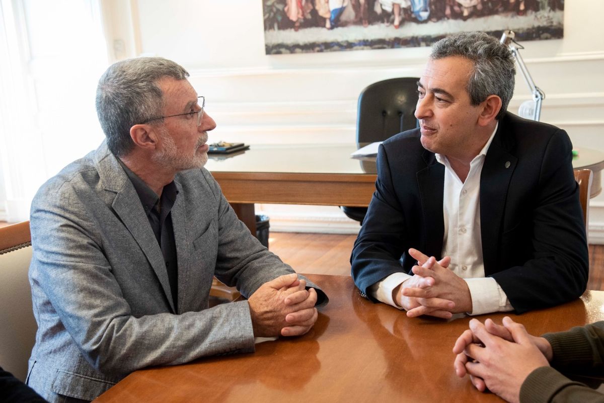 Rubén Rimoldi y Pablo Javkin se reunieron este martes en la Municipalidad de Rosario.