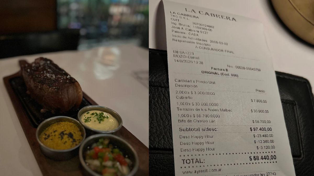 Fue a La Cabrera y mostró el ticket.