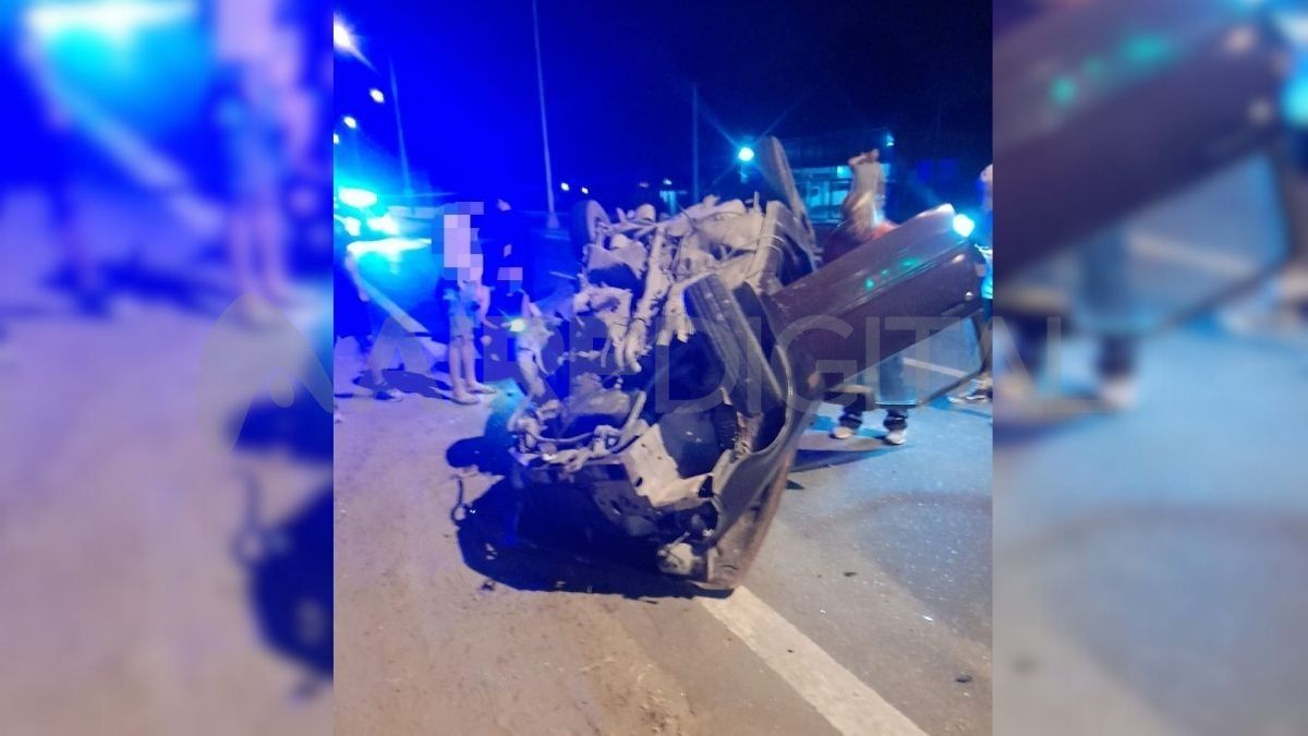 Accidente en la ruta 1: el conductor de un auto perdió el control y volcó