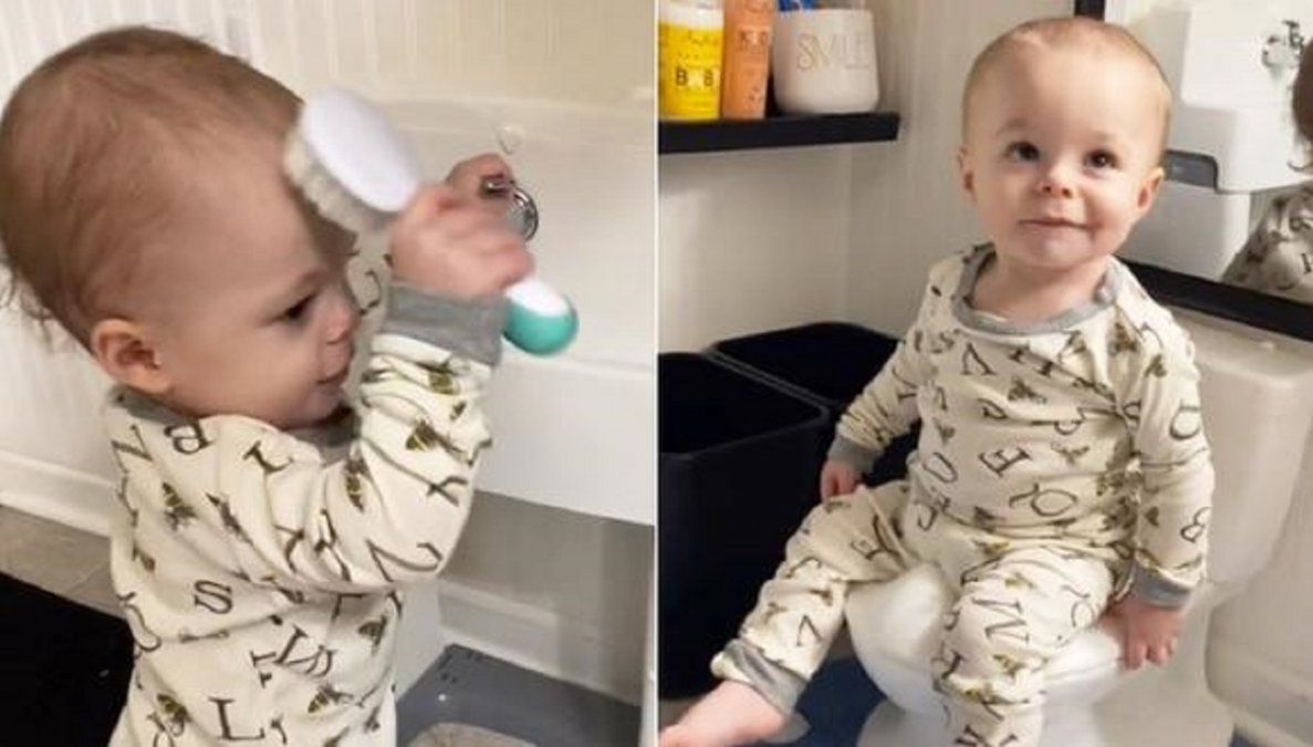 Una mamá le construyó un baño miniatura a hijo para que sea independiente.