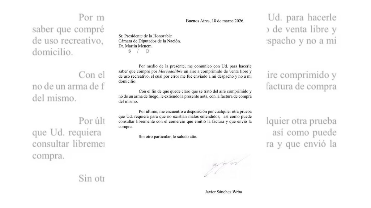 Sánchez Wrba le envió una nota al presidente de la Cámara de Diputados, Martín Menem, para aclarar la situación. 