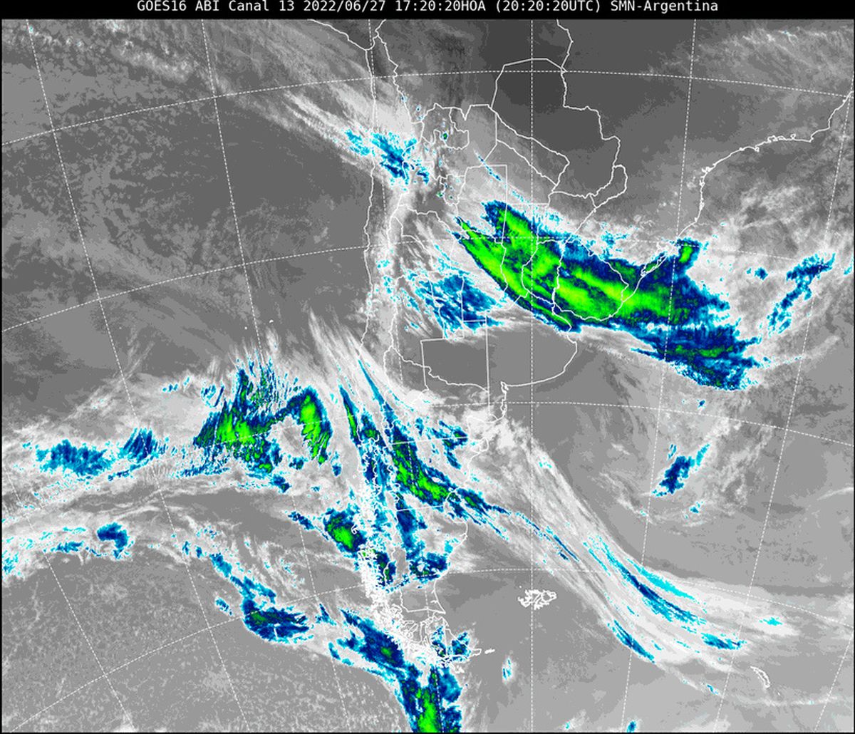 En la imagen satelital se observa abundante nubosidad asociada a inestabilidad cubriendo nuestra provincia.