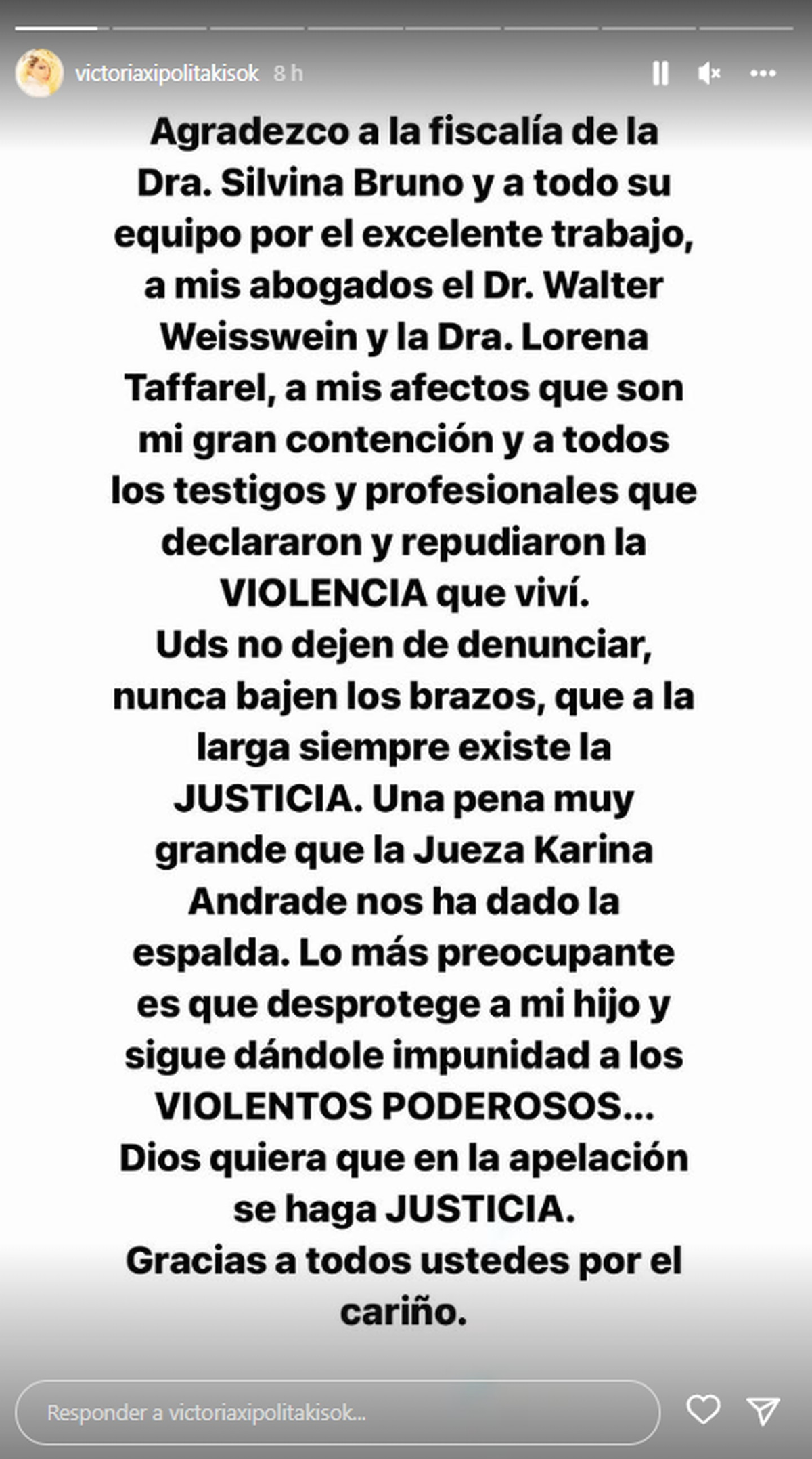 Vicky Xipolitakis habló del juicio contra Javier Naselli.