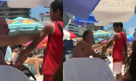 video viral: un turista le puso protector a un nene que vendia en la playa video viral: un turista le puso protector a un nene que vendia en la playa