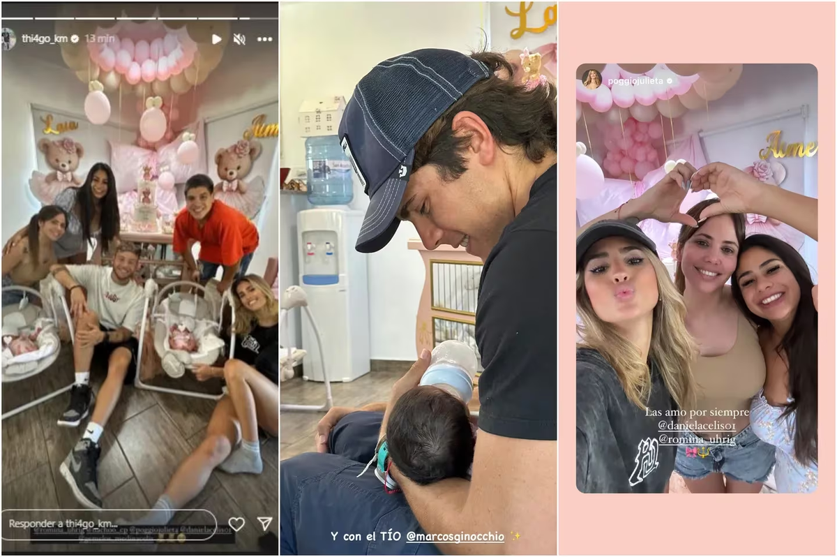 La emotiva bienvenida de Marcos Ginocchio a las gemelas de Daniela Celis y Thiago Medina