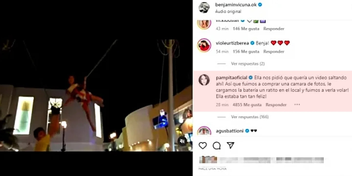 El mensaje de Pampita en el posteo de Benjamín Vicuña. Foto: Instagram