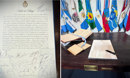 El Pacto de Mayo propuesto por el presidente Javier Milei fue firmado por 18 de las 24 jurisdicciones del país. El Pacto de Mayo propuesto por el presidente Javier Milei fue firmado por 18 de las 24 jurisdicciones del país.