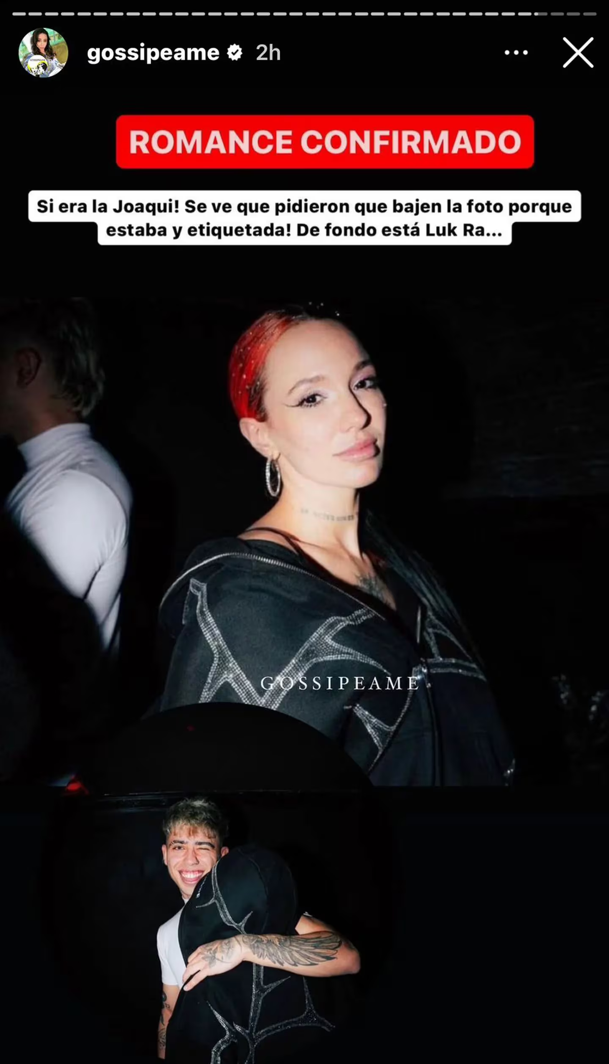 Gossipeame confirmó que La Joaqui estaría saliendo con Luck Ra. Gossipeame confirmó que La Joaqui estaría saliendo con Luck Ra.