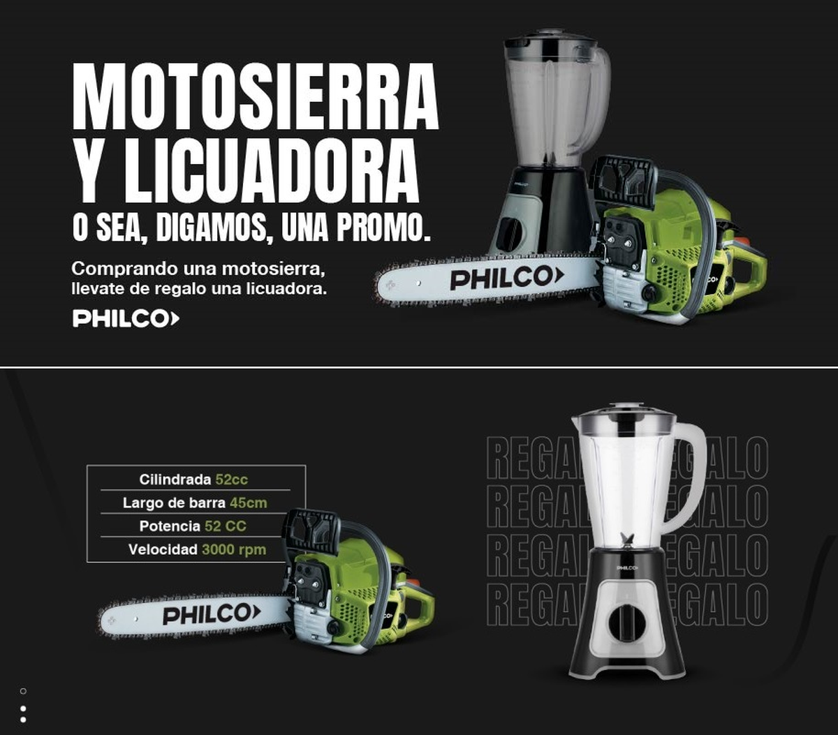 El polémico combo que vende Philco en alusión a Javier Milei. El polémico combo que vende Philco en alusión a Javier Milei.